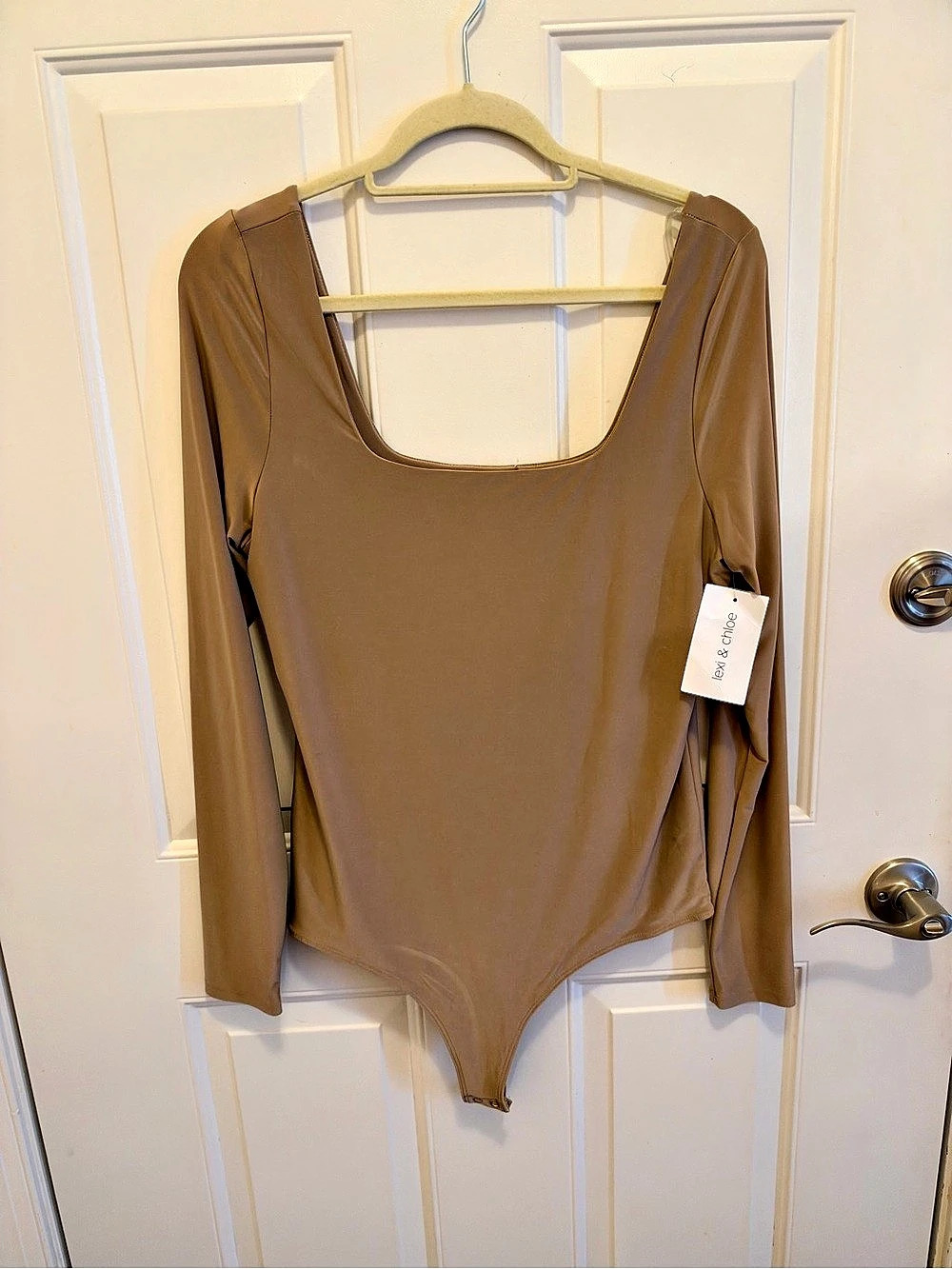 lexi & chloe Square Neck Bodysuit in Brown Large NWT